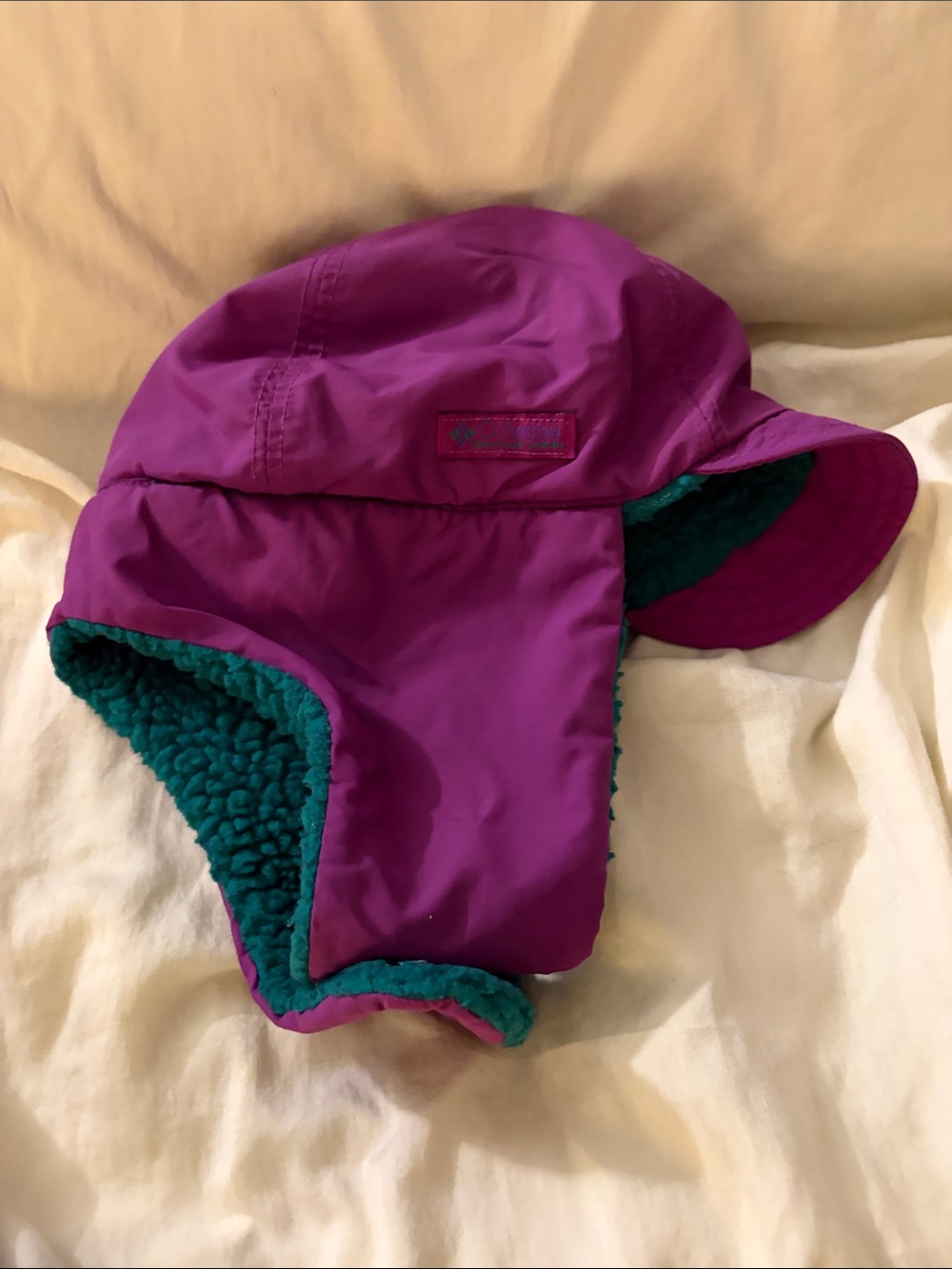 Columbia Purple Trapper Hat with Teal Sherpa Lining